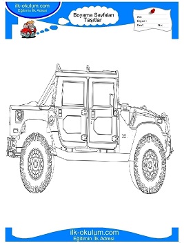 Çocuklar İçin Hummer Boyama Sayfaları 